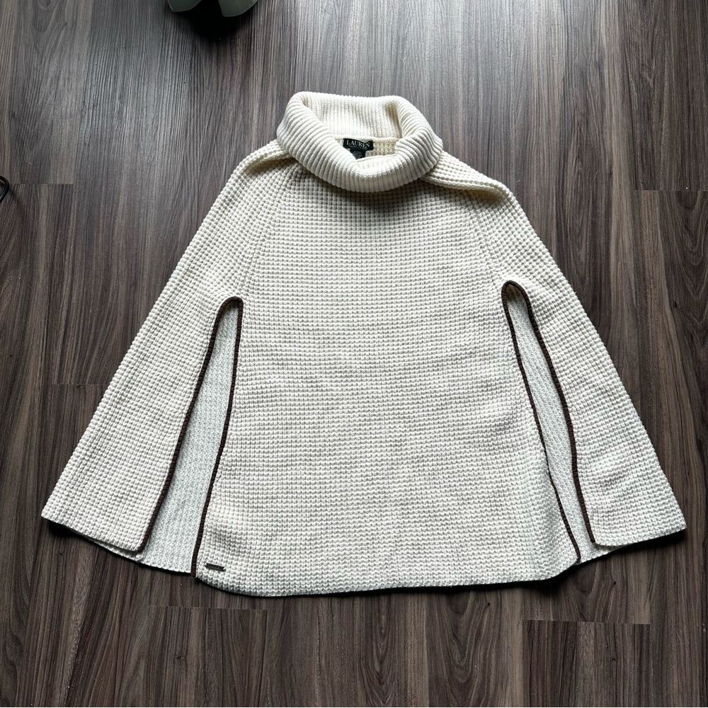 Ralph Lauren Cream Cowl Neck Sweater Poncho